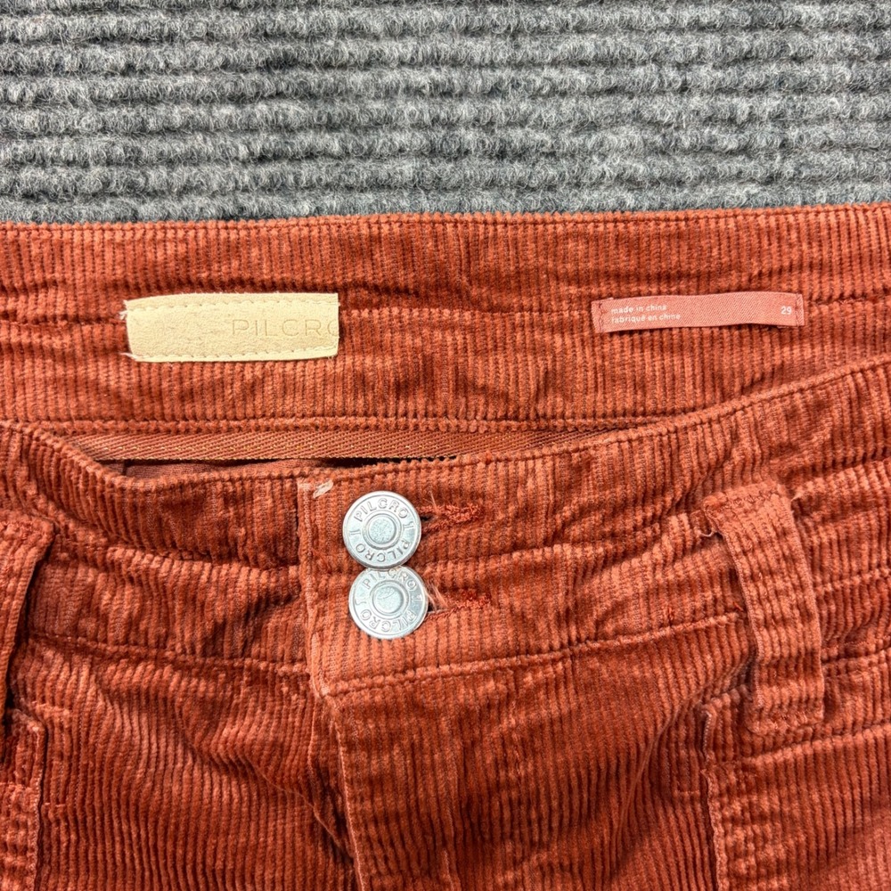 Pilcro The Wanderer Corduroy Utility Pants 29 Rust Orange Distressed Carpenter - Picture 11 of 12